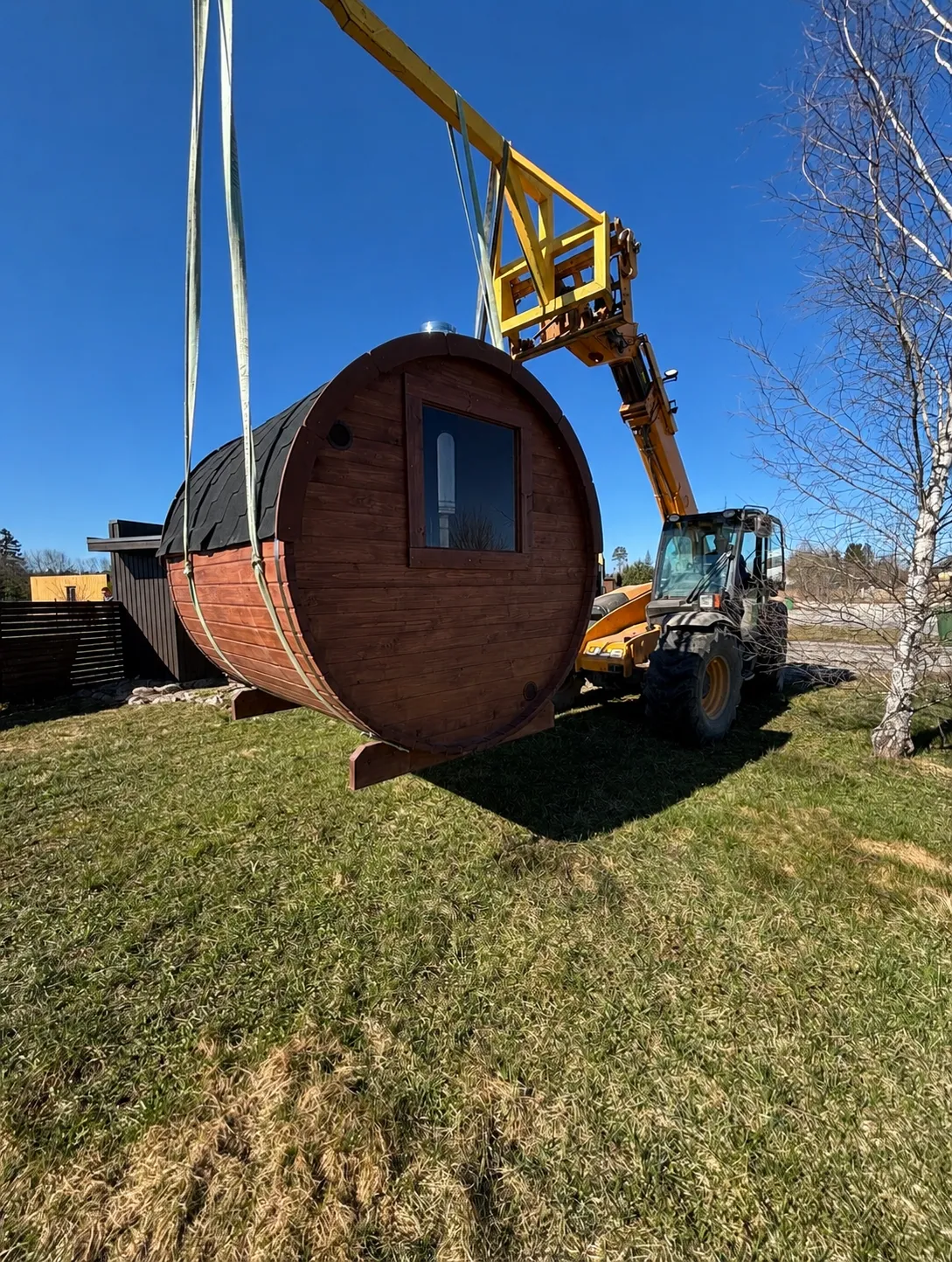 Sauna transport kraanaga